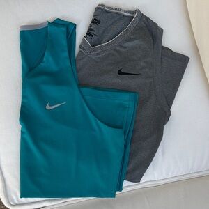 Nike Bundle Ladies Teal and Gray Dri-Fit Tops Size L